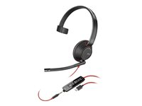 Poly Blackwire 5210 - Blackwire 5200 series - headset - på örat - kabelansluten - 3,5 mm kontakt, USB-C - svart - Certifierad för Microsoft-teams, Certifierad för Skype for Buisness, Cisco Jabber-certifierad, Avaya-certifierad, Works With Chromebook Certified, Zoomcertifierad, UC-certifierad 8X230AA