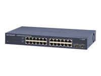 NETGEAR JGS524F - Switch - ohanterad - 24 x 10/100/1000 + 2 x kombinations-SFP - rackmonterbar JGS524F-100EUS