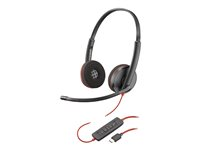 Poly Blackwire C3220 - Blackwire 3200 Series - headset - på örat - kabelansluten - USB-C - svart - Skype-certifierat, Cisco Jabber-certifierad, Avaya-certifierad 80S07A6