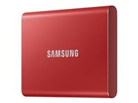 Samsung T7 MU-PC500R - SSD - krypterat - 500 GB - extern (portabel) - USB 3.2 Gen 2 (USB-C kontakt) - 256 bitars AES - röd-metallic MU-PC500R/WW