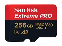 SanDisk Extreme Pro - Flash-minneskort (microSDXC till SD-adapter inkluderad) - 256 GB - A2 / Video Class V30 / UHS-I U3 / Class10 - mikroSDXC UHS-I SDSQXCD-256G-GN6MA