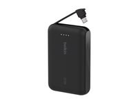 Belkin BoostCharge - Power bank - med integrerad kabel - 10000 mAh - 20 Watt - 3 A - Fast Charge - 2 utdatakontakter (USB-C) - svart BPB021HQBK