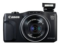 Canon PowerShot SX700 HS - Digitalkamera - kompakt - 16.1 MP - 30x optisk zoom - Wi-Fi, NFC - svart 9338B011