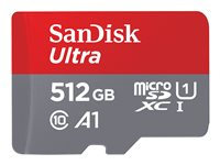 SanDisk Ultra - Flash-minneskort (microSDXC till SD-adapter inkluderad) - 512 GB - A1 / UHS Class 1 / Class10 - mikroSDXC UHS-I SDSQUAC-512G-GN6MA