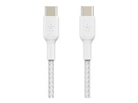 Belkin BoostCharge - USB-kabel - 24 pin USB-C (hane) till 24 pin USB-C (hane) - USB 2.0 - 2 m - vit CAB004BT2MWH2PK