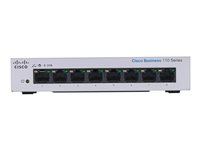 Cisco Business 110 Series 110-8T-D - Switch - ohanterad - 8 x 10/100/1000 - rackmonterbar, skrivbordsmodell, väggmonterbar - Likström CBS110-8T-D-EU