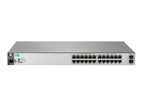 HPE Aruba 2530-24G-PoE+-2SFP+ - Switch - Administrerad - 24 x 10/100/1000 (PoE+) + 2 x 10 Gigabit SFP+ - skrivbordsmodell, rackmonterbar, väggmonterbar - PoE+ (195 W) J9854A#ABB