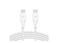 Belkin BoostCharge - USB-kabel - 24 pin USB-C (hane) till 24 pin USB-C (hane) - 3 m - vit CAB014BT3MWH