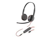 Poly Blackwire C3225 - Blackwire 3200 Series - headset - på örat - kabelansluten - USB-C, 3,5 mm kontakt - svart - Skype-certifierat, Cisco Jabber-certifierad, Avaya-certifierad 80S04AA