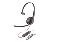 Poly Blackwire 3210 - Blackwire 3200 Series - headset - på örat - kabelansluten - USB-C - svart - UC-certifierad, Certifierad för Skype for Buisness, Cisco Jabber-certifierad, Avaya-certifierad 8X214AA