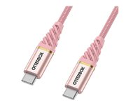 OtterBox Premium - USB-kabel - USB-C (hane) till USB-C (hane) - USB 2.0 - 3 A - 1 m - Strömförsörjningsstöd - skimrande rosa 78-52684