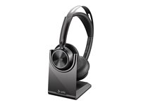 Poly Voyager Focus 2 UC - Headset - på örat - Bluetooth - trådlös, kabelansluten - aktiv brusradering - USB-A - med laddningsställ - Certifierad för Microsoft-teams 213727-02