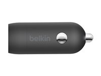 Belkin BoostCharge - Strömadapter för bil - 20 Watt - 3.6 A (24 pin USB-C) - på kabel: Lightning - svart CCA003BT04BK