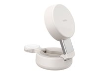 Belkin UltraCharge Pro - Trådlöst laddställ - 2-in-1, convertible, magnetic, with Qi2 + växelströmsadapter - 25 watt - MFI-certifierad - sand WIZ043KQSD