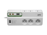 APC SurgeArrest Home/Office - Överspänningsskydd - AC 230 V - 2300 Watt - utgångskontakter: 6 - 3 m sladd - Belgien, Frankrike - vit PMH63VT-FR