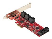 StarTech.com SATA PCIe-kort - PCIe SATA-expansionskort med 10 portar - 6 Gbps - Lågprofilfäste - 10 Mini-SAS till SATA-kablar - ASM1062 Non-Raid - PCI Express till SATA-omvandlare - Kontrollerkort - SATA 6Gb/s - låg profil - PCIe 2.0 x2 10P6G-PCIE-SATA-CARD