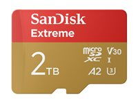 SanDisk Extreme - Flash-minneskort (adapter, microSDHC till SD inkluderad) - 2 TB - A2 / Video Class V30 / UHS-I U3 - mikroSDXC UHS-I SDSQXAV-2T00-GN6MA