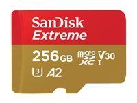 SanDisk Extreme - Flash-minneskort - 256 GB - A2 / Video Class V30 / UHS-I U3 / Class10 - mikroSDXC UHS-I SDSQXAV-256G-GN6GN