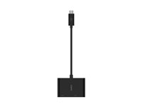 Belkin USB-C to VGA + Charge Adapter - Videokort - 24 pin USB-C hane till HD-15 (VGA), USB-C (enbart ström) hona - svart - stöd för 1080p, USB Power Delivery (60W) AVC001BTBK