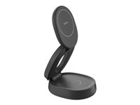 Belkin BoostCharge - Trådlöst laddställ - 2-in-1, Qi2, magnetic, foldable + växelströmsadapter - 15 Watt - svart WIZ035KQBK