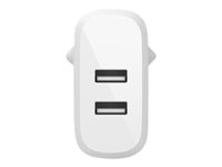 Belkin BoostCharge - Strömadapter - 24 Watt - 2 utdatakontakter (USB) - vit WCD001VF1MWH