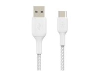 Belkin BoostCharge - USB-kabel - 24 pin USB-C (hane) till USB (hane) - 3 m - vit CAB002BT3MWH