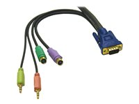 C2G Ultima 5-in-1 - Kabel för tangentbord/mus/video/ljud - PS/2, HD-15 (VGA), stereo mini jack (hane) till PS/2, HD-15 (VGA), stereo mini jack (hane) - 5 m - träkol 81732