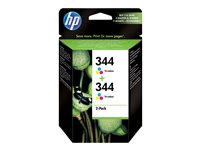 HP 344 - 2-pack - färg (cyan, magenta, gul) - original - blister med RF-larm - bläckpatron - för Officejet 100, 150, H470, K7100; Photosmart 25XX, 2610, 2710, 335, 375, 385, 422, 8050 C9505EE#301