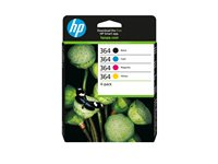 HP 364 - 4-pack - svart, gul, cyan, magenta - original - blister - bläckpatron - för Deskjet 35XX; Photosmart 55XX, 55XX B111, 65XX, 7510 C311, 7520, Wireless B110 N9J73AE#301