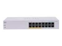 Cisco Business 110 Series 110-16PP - Switch - ohanterad - 8 x 10/100/1000 (PoE) + 8 x 10/100/1000 - rackmonterbar, skrivbordsmodell, väggmonterbar - PoE (64 W) CBS110-16PP-EU