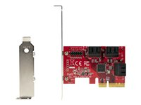 StarTech.com SATA PCIe-kort - 6-portars PCIe SATA-expansionskort - 6 Gbps - Lågprofilfäste - Staplade SATA-kontakter - ASM1166 Non-Raid - PCI Express till SATA-omvandlare - Kontrollerkort - SATA 6Gb/s - låg profil - PCIe 3.0 x4 - röd 6P6G-PCIE-SATA-CARD