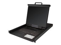 StarTech.com 8-ports rackmonterad KVM-konsol med 1,8 m kablar - Integrerad KVM-switch med 19-tums LCD-skärm - 1U LCD KVM-låda - OSD KVM - Hållbar 50 000 MTBF - USB + VGA-support - KVM-konsol med omkopplare för tangentbord/video/mus - 8 portar - PS/2, USB - USA - engelska (QWERTY) - 19" - kan monteras i rack - 1280 x 1024 - 250 cd/m² - 1000:1 - VGA - svart - 1U RKCONS1908K