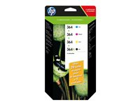 HP 364 Combo Pack - 4-pack - svart, gul, cyan, magenta - original - bläckpatron/papperssats - för Deskjet 35XX; Photosmart 55XX, 55XX B111, 65XX, 7510 C311, 7520, Wireless B110 C2P80AE