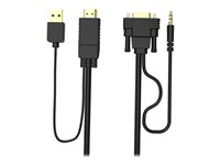 VISION Techconnect - Kabel för video / ljud - HDMI, USB (endast ström) hane till HD-15 (VGA), mini-phone stereo 3.5 mm hane - 2 m - svart - USB-ström TC 2MHDMIVGA/BL