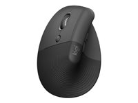 Logitech Lift Vertical Ergonomic Mouse - Vertikal mus - ergonomisk - vänsterhänt - optisk - 6 knappar - trådlös - Bluetooth, 2.4 GHz - Logitech Logi Bolt USB-mottagare - grafit 910-006474