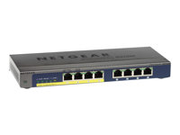 NETGEAR GS108P 8-port 10/100/1000 Gigabit Switch with 4-port PoE - Switch - 8 x 10/100/1000 - skrivbordsmodell - PoE - Likström GS108P-100EUS