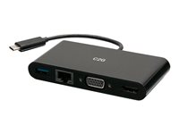 C2G USB C to HDMI, VGA, USB A, Ethernet Adapter - 4K 30Hz - Black - Dockningsstation - USB-C / Thunderbolt 3 - HDMI, VGA - 1GbE C2G29828