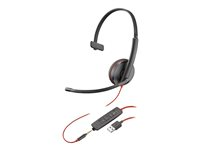 Poly Blackwire 3215 - Blackwire 3200 Series - headset - på örat - kabelansluten - USB-A, 3,5 mm kontakt - svart - Skype-certifierat, Cisco Jabber-certifierad, Avaya-certifierad 80S06AA