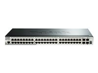 D-Link SmartPro DGS-1510-52 - Switch - L3 - Administrerad - 48 x 10/100/1000 + 2 x Gigabit SFP + 2 x 10 Gigabit SFP+ - skrivbordsmodell, rackmonterbar DGS-1510-52