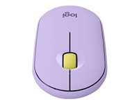 Logitech Pebble M350 - Mus - optisk - 3 knappar - trådlös - Bluetooth - trådlös USB-mottagare - lavender lemonade 910-006752