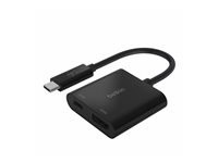 Belkin USB-C to HDMI + Charge Adapter - Videokort - 24 pin USB-C hane till HDMI, USB-C (enbart ström) hona - svart - stöd för 4K, USB Power Delivery (60W) AVC002BTBK