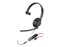 Poly Blackwire 5210 - Blackwire 5200 series - headset - på örat - kabelansluten - 3,5 mm kontakt, USB-C - svart - Certifierad för Microsoft-teams, Certifierad för Skype for Buisness, Cisco Jabber-certifierad, Avaya-certifierad, Works With Chromebook Certified, Zoomcertifierad, UC-certifierad 8X230A6