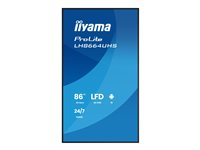 iiyama ProLite LH8664UHS-B3AG - 86" Diagonal klass (85.6" visbar) LED-bakgrundsbelyst LCD-skärm - digital skyltning - med inbyggd SoC-mediespelare - Android - 4K UHD (2160p) 3840 x 2160 - svart (ram), matt finish LH8664UHS-B3AG