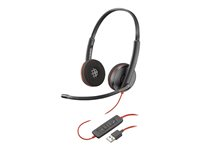 Poly Blackwire 3220 - 3200 Series - headset - på örat - kabelansluten - USB - svart - Skype-certifierat, Cisco Jabber-certifierad, Avaya-certifierad 80S02AA