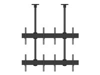 Multibrackets M Ceiling Mount Pro MBC2X2U - Monteringssats (2 takplattor, 6 skenor, 4 stångklämmor, 8 fasta armar, 8 förlängningsrör (80 cm), 2 skydd för takplattor) - för 4 LCD-bildskärmar - aluminium, stål - svart - skärmstorlek: 40"-65" - takmonterbar 7350073733552