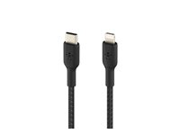 Belkin BoostCharge - Lightning-kabel - 24 pin USB-C hane till Lightning hane - 1 m - svart - USB-strömförsörjning (18W) CAA004BT1MBK