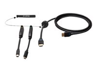 C2G 10ft (3m) 4K HDMI Premium Cable and Dongle Adapter Ring with Color Coded Mini DisplayPort and USB-C - Videoadaptersats - svart - 4K60Hz stöd, 4K 30 Hz-stöd (mDP), guldblinkade kontakter C2G30056