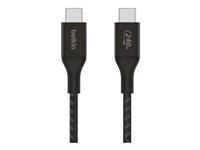 Belkin BoostCharge - USB-kabel - 24 pin USB-C (hane) till 24 pin USB-C (hane) - USB 2.0 - 1 m - stöd för strömleverans på upp till 240 W - svart CAB015BT1MBK