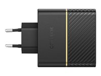 OtterBox Wall Charger - Strömadapter - 50 Watt - 3 A - PD 3.0 - 2 utdatakontakter (24 pin USB-C) - svart skimmer 78-52724