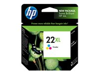 HP 22XL - 11 ml - Lång livslängd - färg (cyan, magenta, gul) - original - bläckpatron - för Deskjet F2185, F2187, F2210, F2235, F2240, F2275, F2280, F2290, F375, F4175, F4190, F4194 C9352CE#301